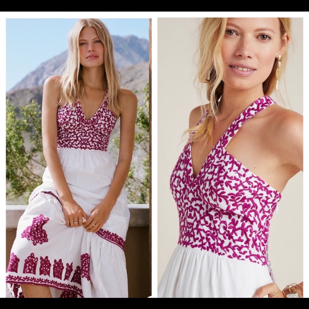 NWT Anthropologie embroidered maxi dress